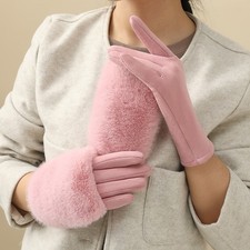 Donna Pelliccia Finta Guanti Touch Screen Carino Pelo Caldo Full Dito a Manopola