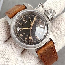 Orologio Uomo Rana Meccanico Militare Quadrante Nero 36mm NH35 Cupola Zaffiro Vintage