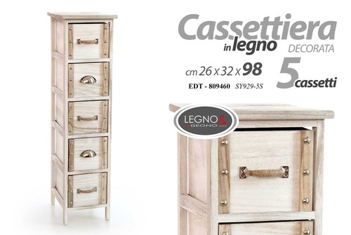 Cassettiera legno naturale - legno,