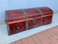 Baule Borchiato in Cuoio Rosso - Restaurato (in corso d'opera)_car 3240