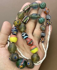 Collana di perle in vetro Gabri mosaico romano antico originale circa I-II se...