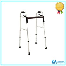 DEAMBULATORE DA INTERNO ANZIANI 2 RUOTE GIREVOLI 2 PUNTALI GIRELLO PIEGHEVOLE