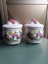 Set 2 pezzi vasi con coperchio in ceramica di Bassano Anni 50-60 Vintage.