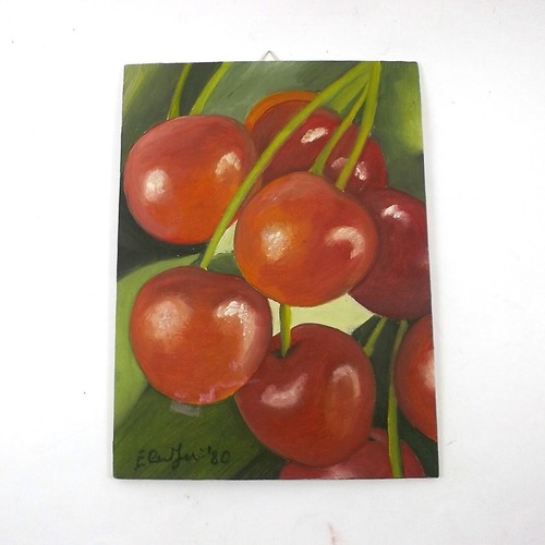 Quadro ciliegi dipinto a - "ciliegi",