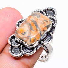 Anello gioiello in argento sterling 925 fatto a mano con pietra preziosa in p...
