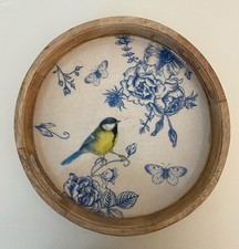 Vassoio rotondo in legno blu e