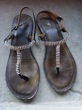 SANDALI BASSI ESTIVI DONNA PELLE NERA E BRILLANTINI MADE IN ITALY N. 39, 40