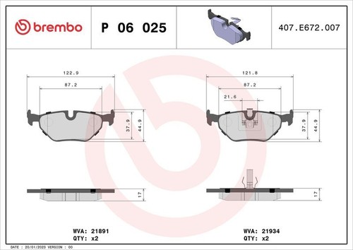Brembo p06025 kit pastiglie - p06025,