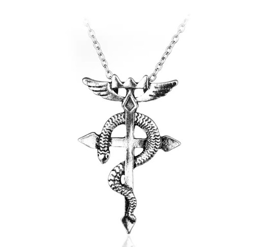 Collana croce serpente uomo