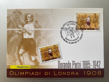 2008 Cartolina Filatelica Maratoneta Dorando Pietri Petri Annullo Correggio