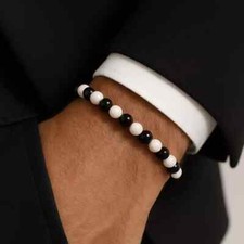 Bracciale perle bianco nero - perle,