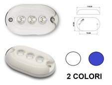 LUCE SUBACQUEA A 3 LED POLICARBONATO OVALE - 800 LUMEN - BARCA NAUTICA GOMMONE