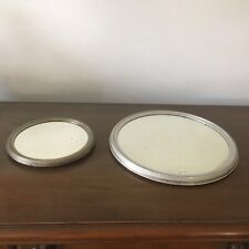 Coppia antichi vassoi vetro-specchio, alluminio e legno anni '40 Art Déco