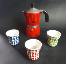 Caffettiera Bialetti Fiammetta Rossa + 3 Tazzine a pois Moka 2-3 tazze Espresso