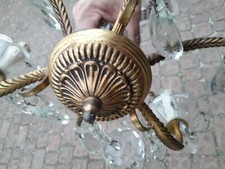 lampadario antico artigianale a 3 bracci con gocce pendenti