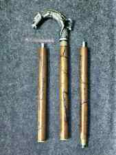 Bastone da passeggio in legno vintage testa di cavallo antico ornato su misur...