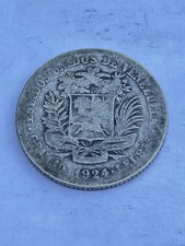 MONETA DUE BOLIVAR VENEZUELA 1924 ARG. g.10 OLD SILVER COIN