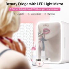 (Rosa 110V U.S. Standard) Aoresac 4L Frigorifero Casa Auto Specchio di Bellezza Mini