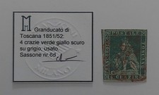 Toscana 4 crazie verde giallo scuro su grigio n. 6d