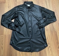 Camicia Kings Road uomo media raso discoteca nera vintage anni 70 Sears