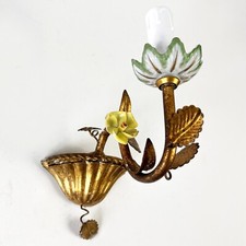 Applique antico stile liberty Lampada metallo dorato  metallo oro e porcellana 