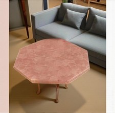 Tavolino Laterale Quarzo Rosa Ottagonale, Tavolino Rosa, Personalizza Tavolino Quarzo 12"