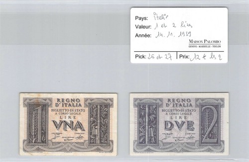 Banconote italia e 2 lire - italia,