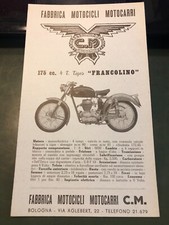 MOTO C.M. BOLOGNA-FRANCOLINO 175cc -pubblicitario moto epoca vintage anni 50