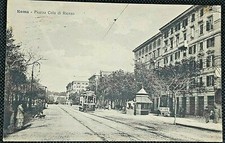 Roma Città Piazza  Cola di Rienzo Tram + Edicola - antica cartolina animata 1917