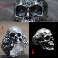 Anello teschio punk VARI MODELLI ENTRA e VEDI acciaio / ring steel skull
