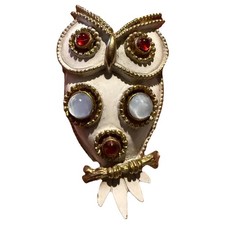 Spilla gufo bianco JJ Jonette vintage saggezza e intuizione