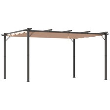Outsunny Gazebo 3x4m Pergola da Giardino con Tenda Superiore Scorrevole