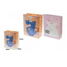 SET 3BUSTE BUSTA BORSA REGALO NASCITA COMPLEANNO BIMBA 23X18X10CM 69973 2MODELLI