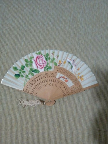 Ventaglio vintage legno rosa - ventaglio, e