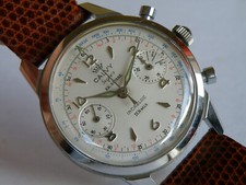 CALVY SUPER-ACCIAIO-CASSA A VITE-PULSANTI A POMPA-RUOTA A COLONNE-VALJOUX 23