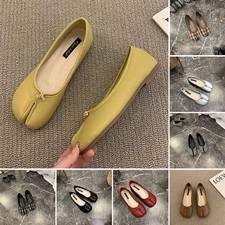 Scarpe da donna in pelle papillon tabi punta divisa tacco medio balletto alla moda décolleté corte
