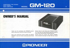 PIONEER Ownwer's Manual Component Car Stereo Centrate Series,kex,kpx,Dex,Cdx