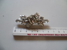 SPILLA STRASS COLOR ARGENTO VINTAGE 6X2 CM BIJOUX BIGIOTTERIA ANNI 80