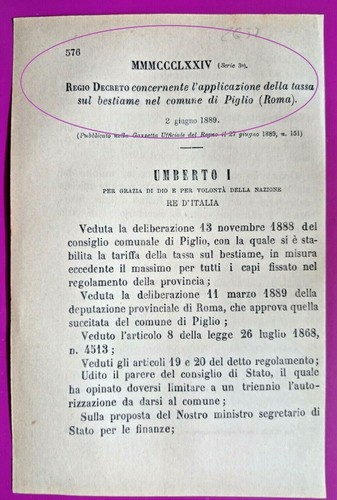 Piglio regio decreto - decreto, x