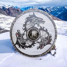 Scudo vichingo lupo grigio