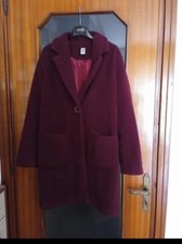 Cappotto bordeaux in pelliccia sintetica e maniche lunghe donna