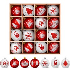 Arbolisse Palline di Natale Bianche e Rosso 16PCS Decorazioni Albero di Natale