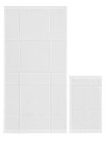 Coppia Asciugamano Viso + Ospite Misto Lino Bianca Ricamata Bagno Qualità Italy