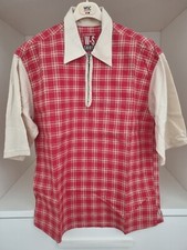 Camicia uomo manica corta W S Shirts taglia L in cotone rossa chiusura cerniera