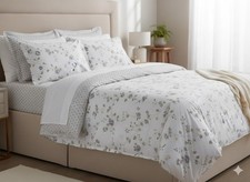 Completo lenzuola Matrimoniale In Puro Cotone 100% con fantasia floreale