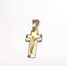 Ciondolo croce piccolo in oro massiccio 18k vintage anni '80 Italia crocifisso