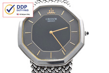 Orologio Quarzo Uomo Vintage 1983 [N MINT] SEIKO CREDOR 9300-5500 Quadrante Nero Giappone