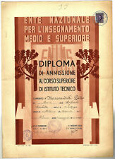 DIPLOMA SCOLASTICO 1941 FASCISTA ISTITUTO GONZAGA MILANO