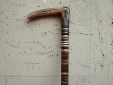 ANTICA CANNA BASTONE DA PASSEGGIO IN CORNO CON FETTINE DI CORNO DIVERSE TONALITÀ