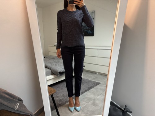 Pull bleu chiné laine - en,